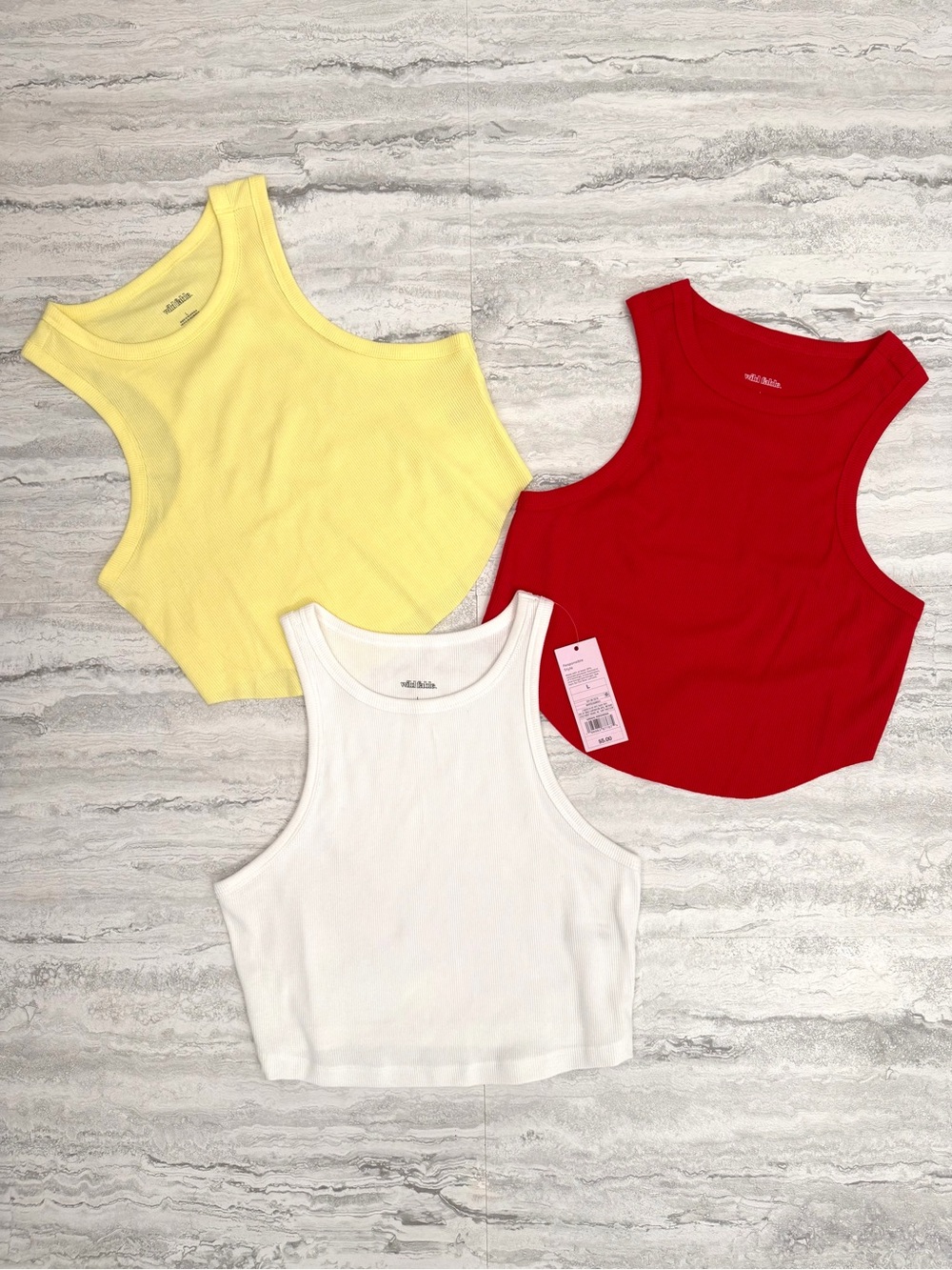 WILD FABLE Ribbed Cropped Tank Tops (Set of 3)